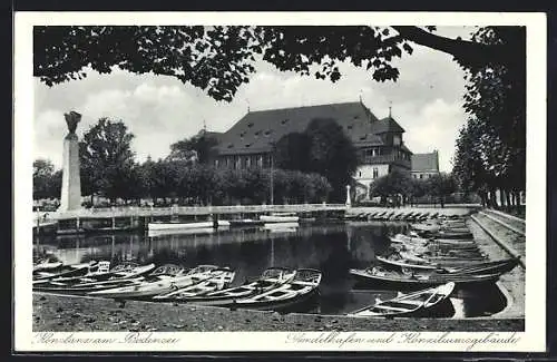 AK Konstanz am Bodensee, Gondelhafen und Konziliumsgebäude