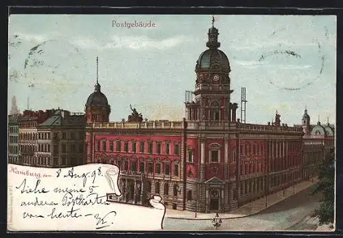 Lithographie Hamburg-Neustadt, Postgebäude