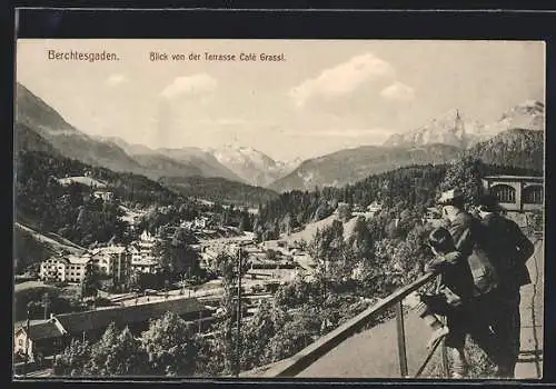 AK Berchtesgaden, Blick von der Terrasse Café Grassl