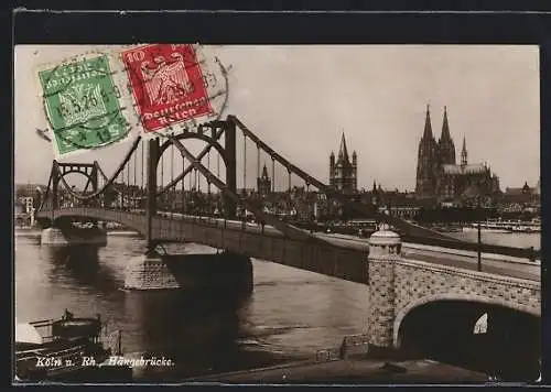 AK Köln a. Rh., Hängebrücke und Dom