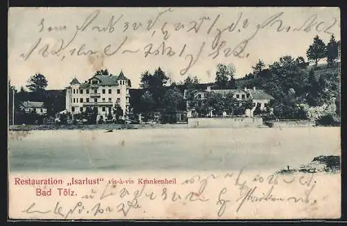 AK Bad Tölz, Restaurant Isarlust vis-à-vis Krankenheil