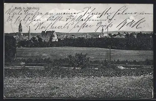 AK Roth b. Nürnberg, Ortsansicht aus der Ferne