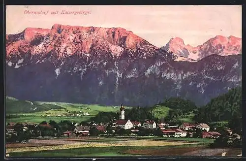 AK Oberaudorf, Ortsansicht gegen gas Kaisergebirge