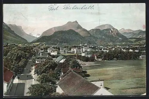 AK Bad Reichenhall, Ortsansicht vor Bergpanorama