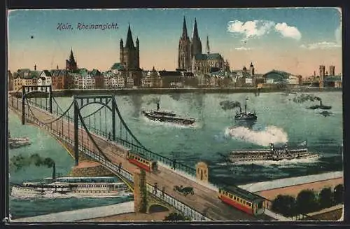 AK Köln, Rheinansicht mit Dom