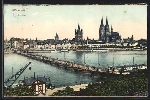 AK Köln, Panoramablick über den Rhein