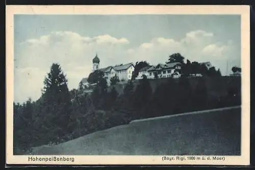 AK Hohenpeissenberg, Ortsansicht mit Kirchturm