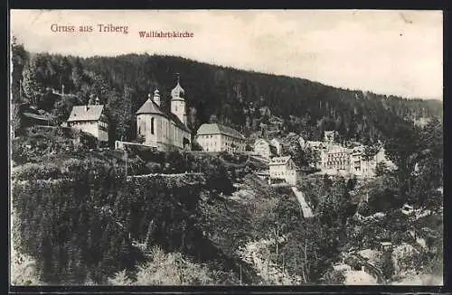 AK Triberg, Blick auf die Wallfahrtskirche