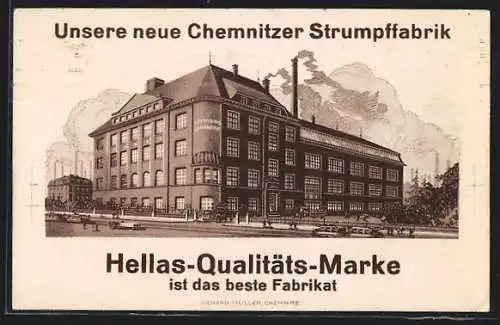 Künstler-AK Chemnitz, Hellas-Strumpffabrik