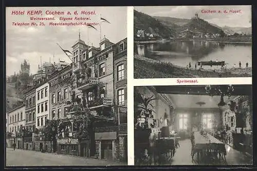 AK Cochem a. d. Mosel, Hotel Kemp mit Weinversand, Speisesaal