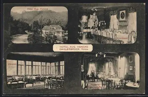 AK Dahlerbrück /Volme, Hotel Aug. Hencke mit Speisesaal und Wein- u. Gesellschaftsraum