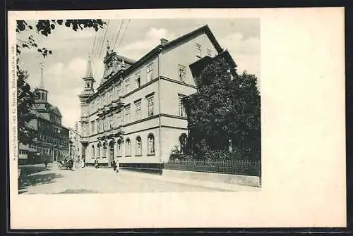 AK Schmalkalden, Strasse am Feierabendheim, Seitenblick auf das Haus