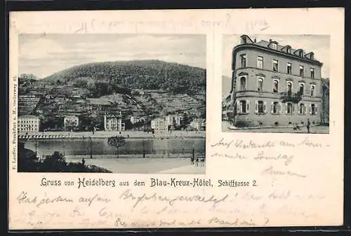 AK Heidelberg / Neckar, Blau-Kreuz-Hotel, Schiffgasse 2