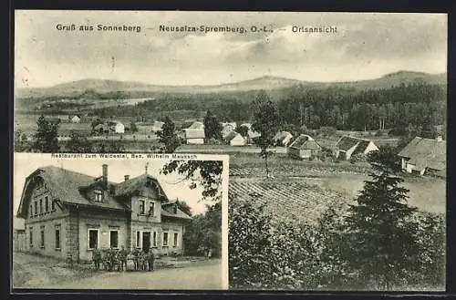 AK Sonneberg / Neusalza-Spremberg, Gesamtansicht & Restaurant zum Waldestal
