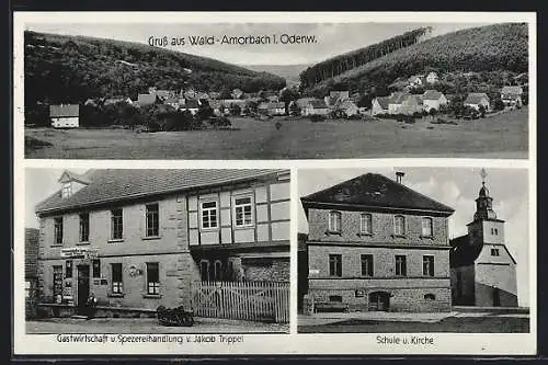 AK Wald-Amorbach i. Odenw., Gastwirtschaft u. Spezereihandlung v. Jakob Trippel