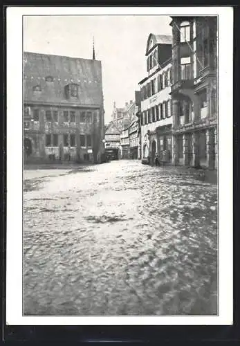 AK Quedlinburg, Hochwasser 1925 am Marktplatz mit dem Rathaus