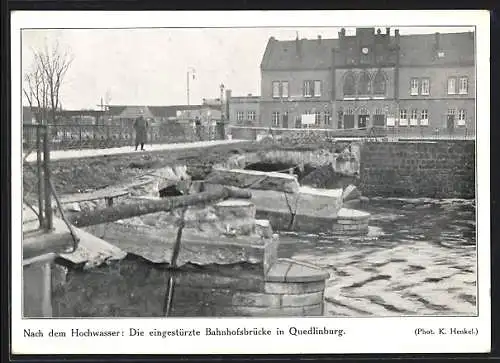 AK Quedlinburg, Die eingestürzte Brücke nach dem Hochwasser