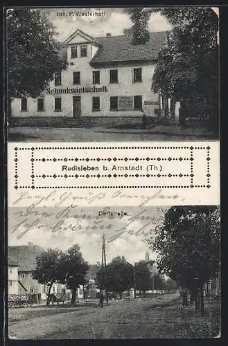 AK Rudisleben b. Arnstadt, Gasthaus Schankwirtschaft von P. Westerhoff, Dorfstrasse
