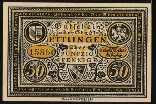 Notgeld Ettlingen 1921, 50 Pfennig, Frauen haben den Krieg gewonnen