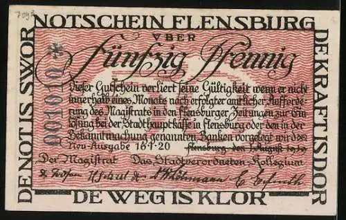 Notgeld Flensburg 1920, 50 Pfennig, Dänische Familie geht nach Deutschland
