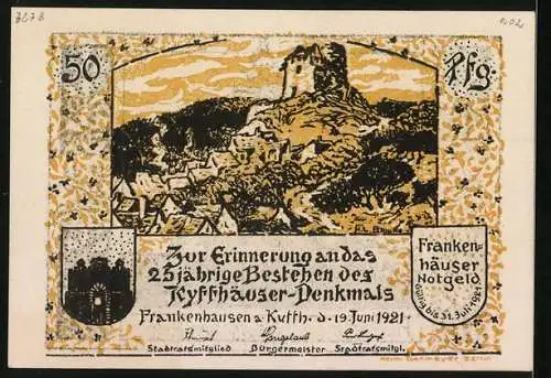 Notgeld Frankenhausen a. Kyffh. 1921, 50 Pfennig, Huldigung der deutschen Flieger