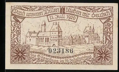 Notgeld Gilgenburg 1920, 10 Pfennig, Die Gilgenburg im 10. Jahrhundert