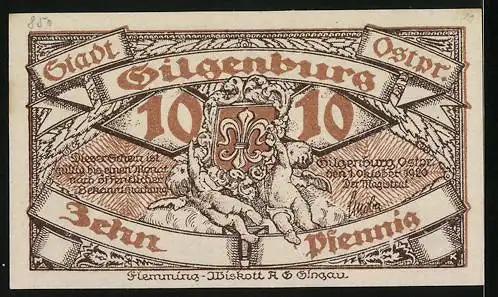 Notgeld Gilgenburg 1920, 10 Pfennig, Die Gilgenburg im 10. Jahrhundert