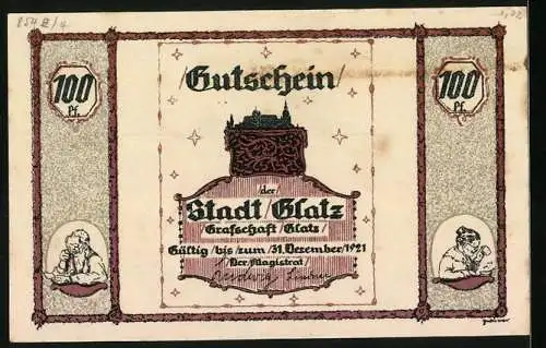 Notgeld Glatz 1921, 100 Pfennig, Mädchen und Gans, Volkslied