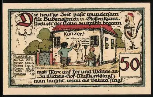 Notgeld Gatersleben 1921, 50 Pfennig, Max und Moritz, Die Schaf-Friseusen reisen ab
