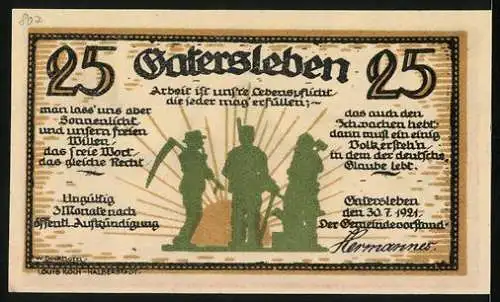 Notgeld Gatersleben 1921, 25 Pfennig, Max und Moritz, Arbeiter