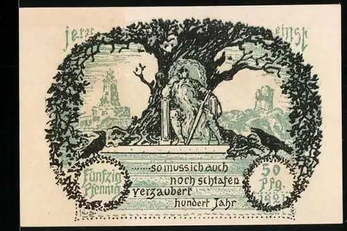 Notgeld Frankenhausen a. Kyffh. 1921, 50 Pfennig, Kyffhäuser Denkmal