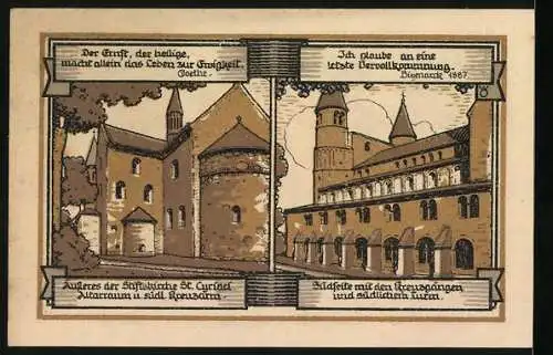 Notgeld Gernrode-Harz 1921, 75 Pfennig, Stiftskirche St. Cyriaci, Auferstehung Christi, Zitadelle