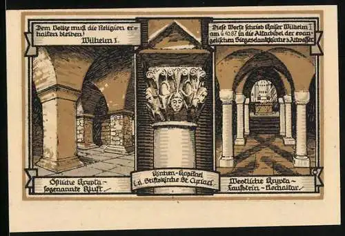 Notgeld Gernrode-Harz 1921, 50 Pfennig, Kirchen-Kapitael in der Stiftskirche St. Cyriaci, Aussenansicht