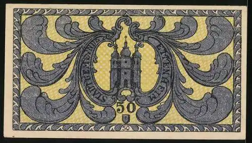 Notgeld Ettenheim 1919, 50 Pfennig, Silhouette der Stadt, Wappen