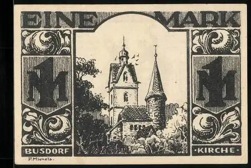 Notgeld Paderborn 1921, 1 Mark, Busdorf-Kirche, Schmiede