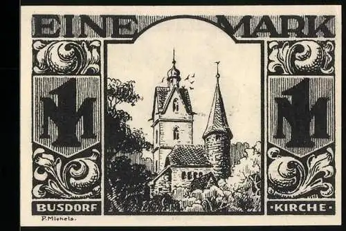 Notgeld Paderborn 1921, 1 Mark, Busdorf-Kirche, Schmied