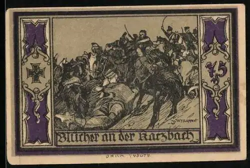 Notgeld Stolp in Pom., 75 Pfennig, Soldaten im Kampf, Fürst Blücher