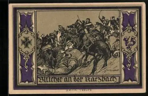 Notgeld Stolp in Pom., 75 Pfennig, Blücher an der Karzbach