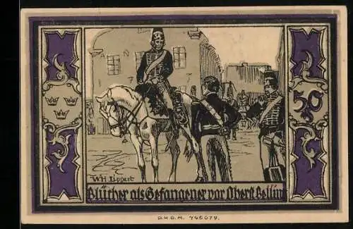 Notgeld Stolp in Pom., 50 Pfennig, Blücher als Gefangener