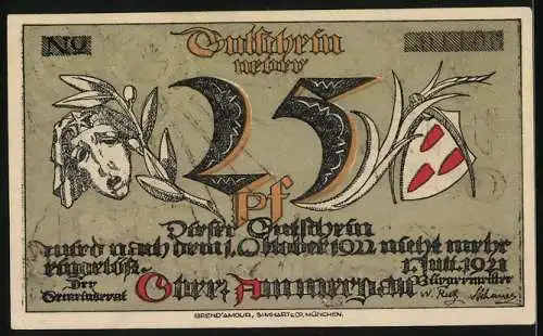 Notgeld Ober-Ammergau 1921, 25 Pfennig, Denkmal vor der Stadt