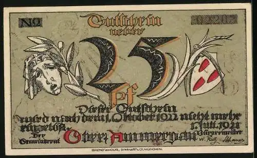 Notgeld Ober-Ammergau 1921, 25 Pfennig, Kirche und Denkmal