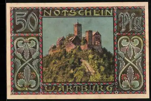 Notgeld Eisenach, 50 Pfennig, Wartburg, Männliches Geschlecht in Tiergestalt