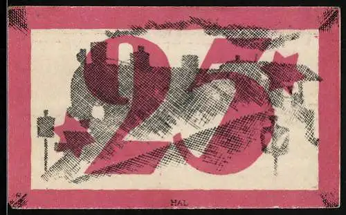 Notgeld Brockau 1920, 25 Pfennig, Eisenbahn als Schatten