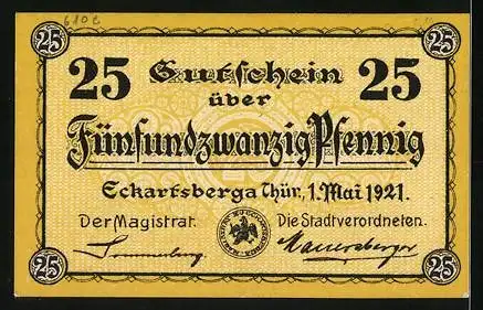 Notgeld Eckartsberga /Thür. 1921, 25 Pfennig, Die Eckartsburg