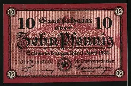 Notgeld Eckartsberga /Thür. 1921, 10 Pfennig, Die Eckartsburg auf dem Berg