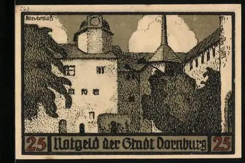 Notgeld Dornburg a. d. Saale 1921, 25 Pfennig, Das Alte Schloss