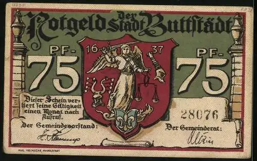 Notgeld Buttstädt, 75 Pfennig, Der Pferdemarkt 1921