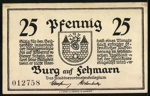 Notgeld Burg auf Fehmarn, 25 Pfennig, Szene aus der Nerthus-Sage