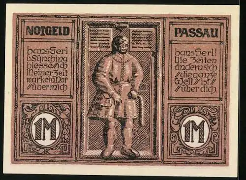 Notgeld Passau 1921, 1 Mark, Hans Gerl v. Süching