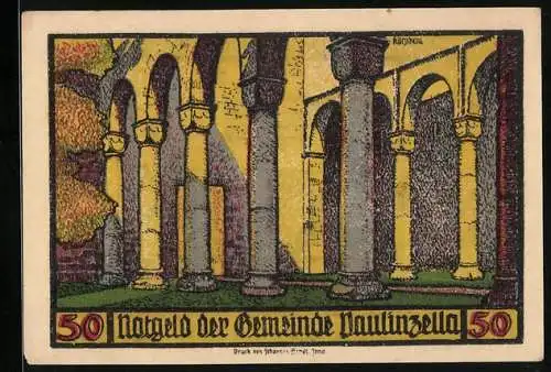 Notgeld Paulinzella 1922, 50 Pfennig, Säulengang der Klosterruine